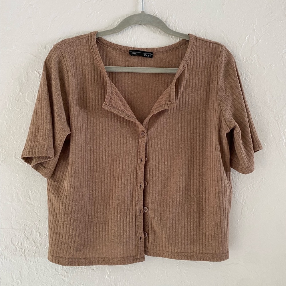 DAZY Brown Button Up